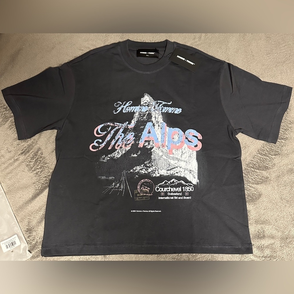 Homme + Femme Swiss Alps Cropped Black Short Sleeve Tee